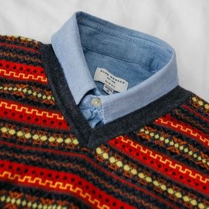 Burberry Jacquard 100% Merino Wool Sweater Large